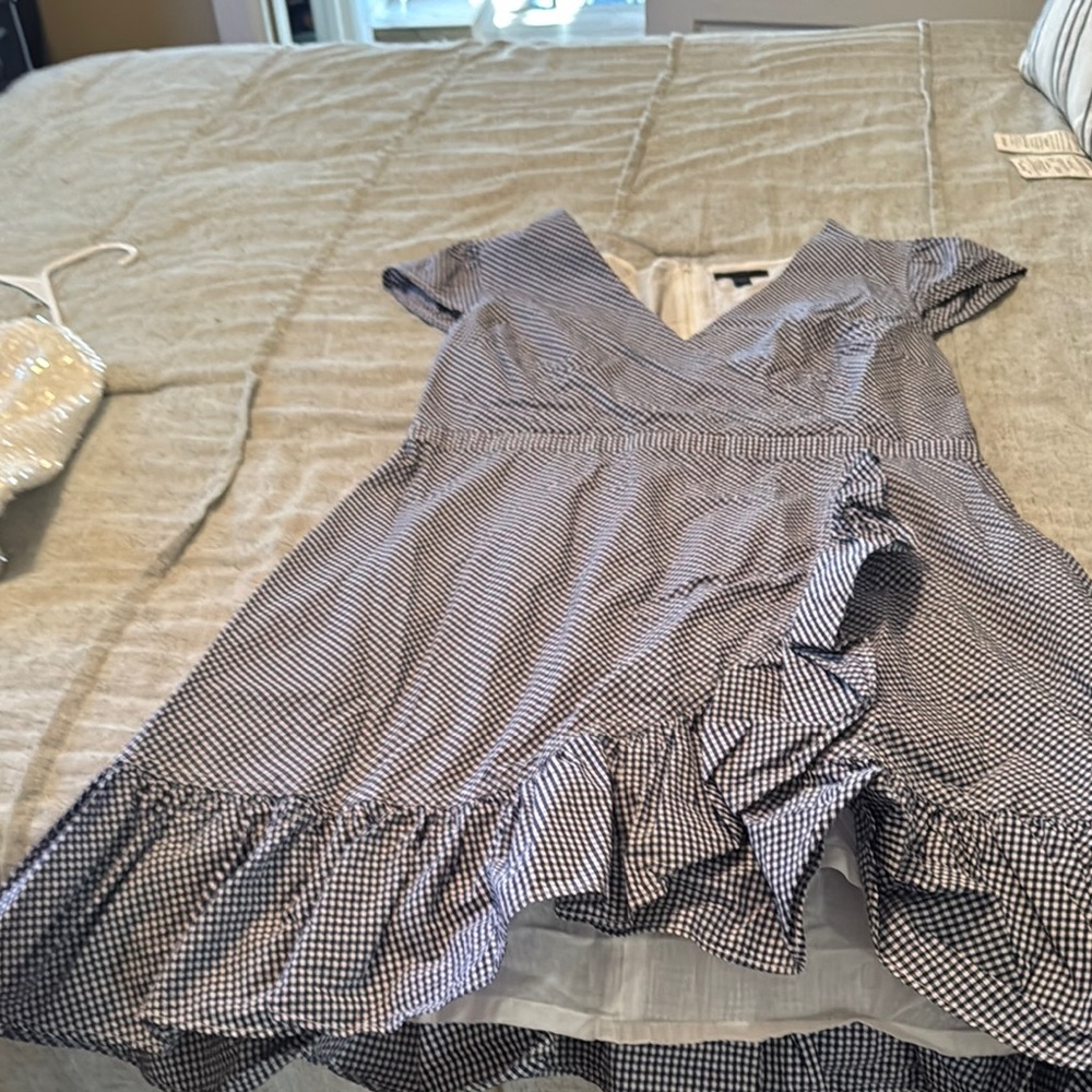 Black and White Gingham Wrap Dress